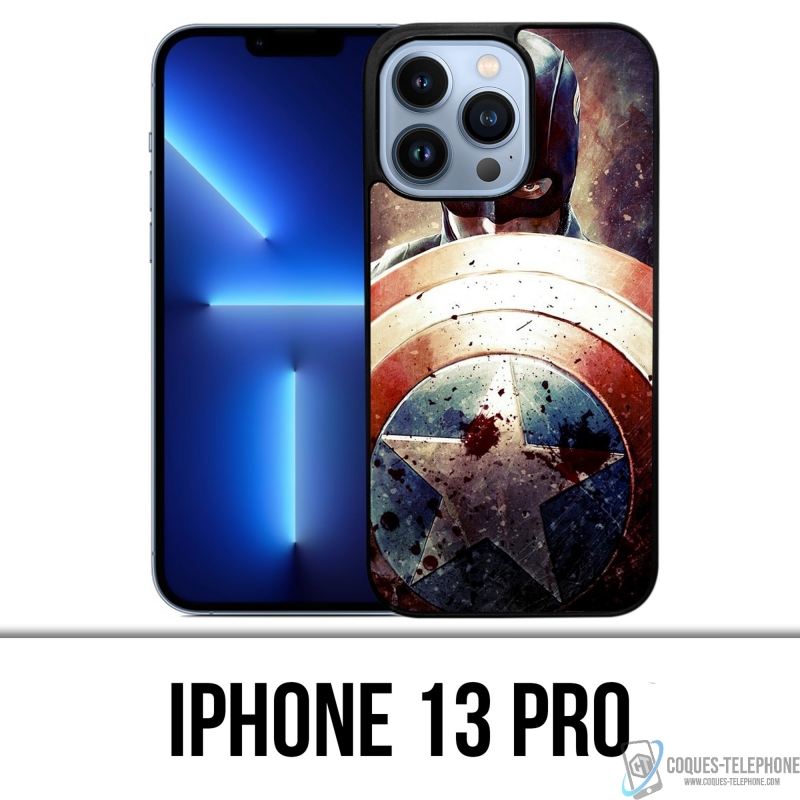 Coque iPhone 13 Pro - Captain America Grunge Avengers