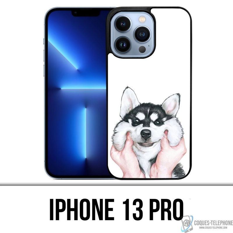 Coque iPhone 13 Pro - Chien Husky Joues