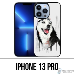 Coque iPhone 13 Pro - Chien Husky Splash