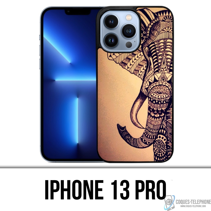 Coque iPhone 13 Pro - Éléphant Aztèque Vintage