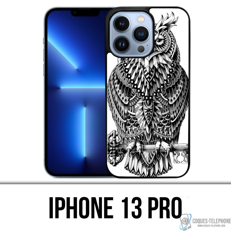 Coque iPhone 13 Pro - Hibou Azteque