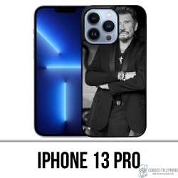 Coque iPhone 13 Pro - Johnny Hallyday Noir Blanc