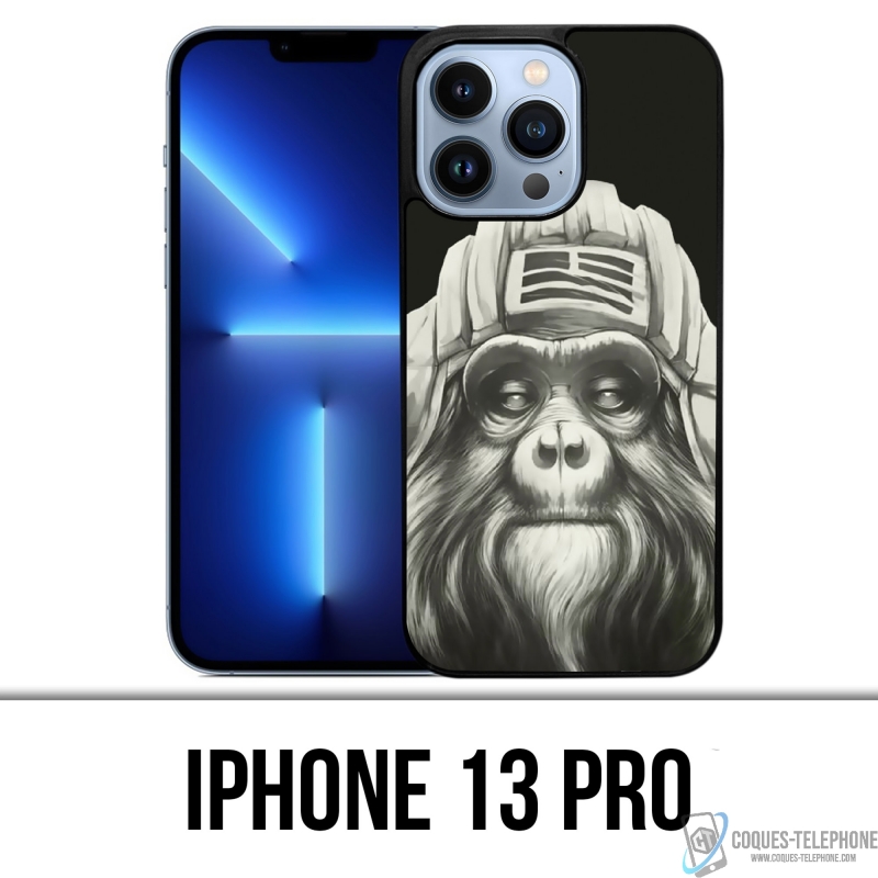 Coque iPhone 13 Pro - Singe Monkey Aviateur