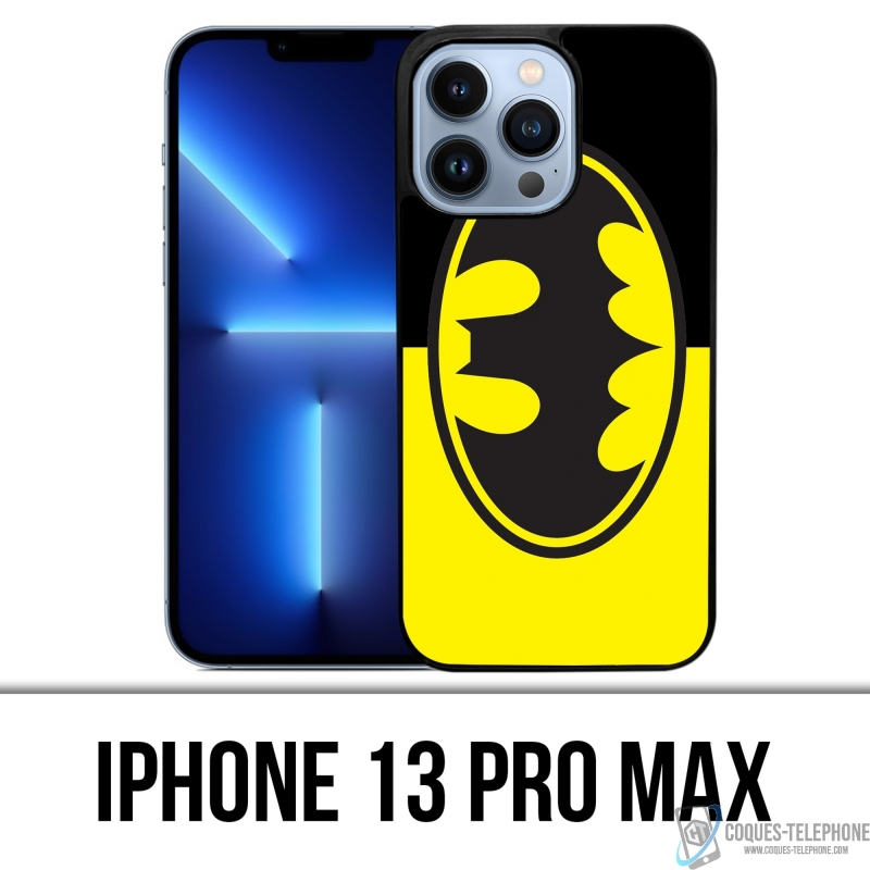 Coque iPhone 13 Pro Max - Batman Logo Classic Jaune Noir