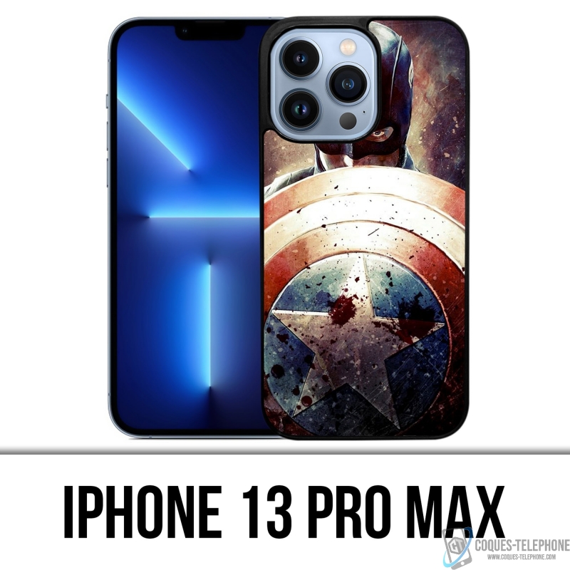 Coque iPhone 13 Pro Max - Captain America Grunge Avengers