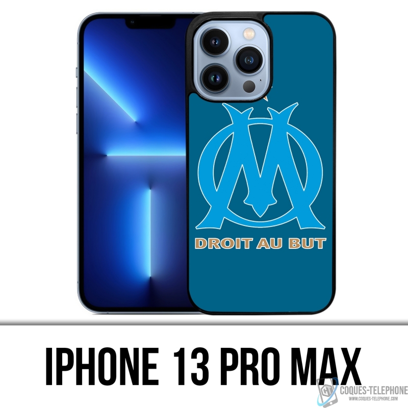 Custodia IPhone 13 Pro Max - Logo Om Marsiglia Grande Sfondo Blu