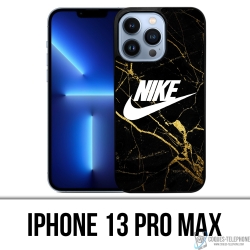 Coque iPhone 13 Pro Max - Nike Logo Gold Marbre