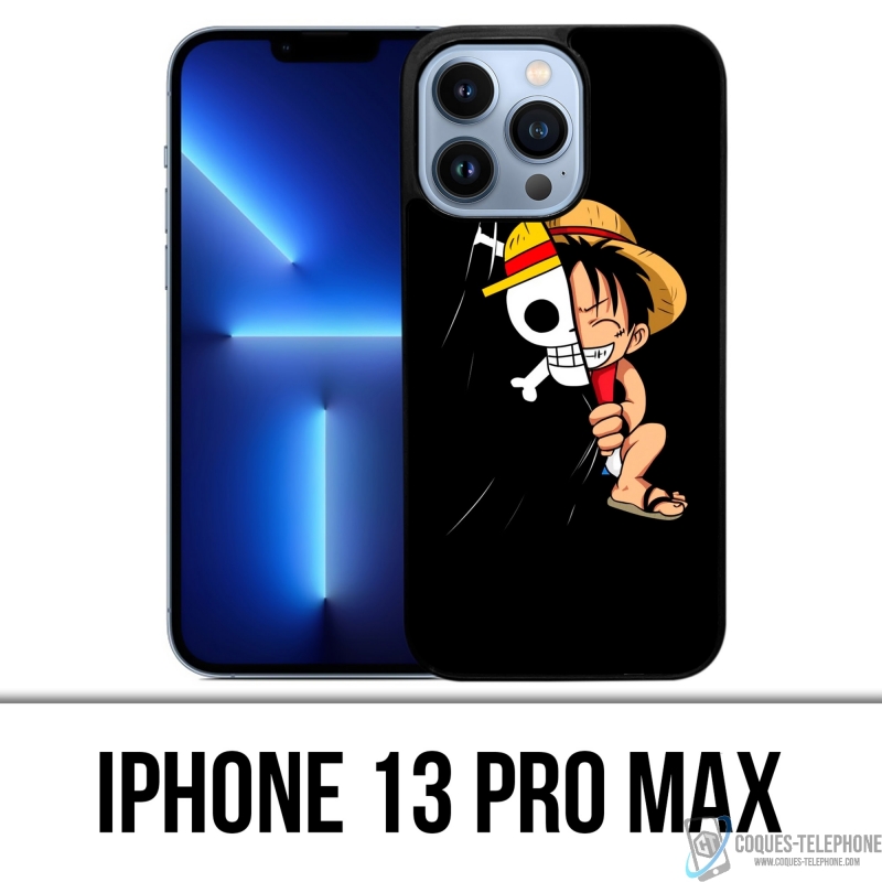 Coque iPhone 13 Pro Max - One Piece Baby Luffy Drapeau