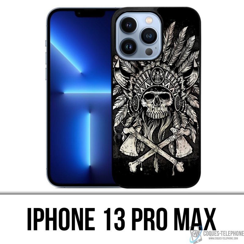 Funda para iPhone 13 Pro Max - Plumas de cabeza de calavera