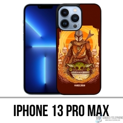 Funda para iPhone 13 Pro Max - Star Wars Mandalorian Yoda Fanart