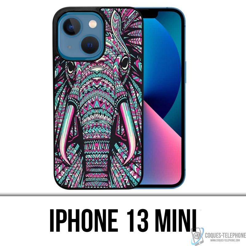 Funda para iPhone 13 Mini - Elefante azteca de colores