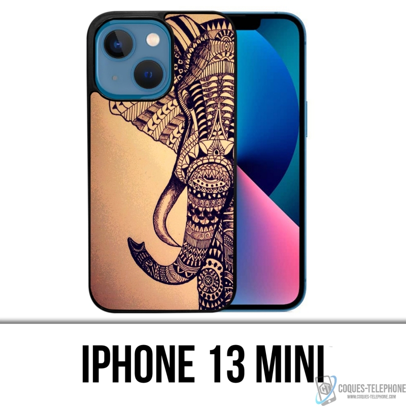 Funda Mini para iPhone 13 - Elefante Azteca Vintage